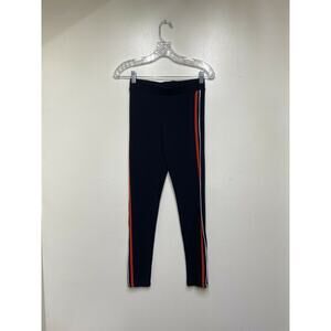 Topshop Black Ponte Leggings Red & White Stripe on Legs Ladies Size 4 Soft